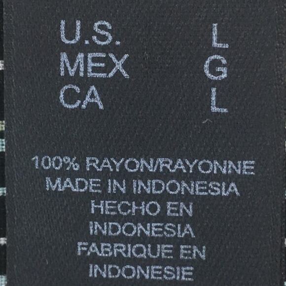 Claiborne Black Abstract Pattern Silky Short-Sleeve Shirt Men's Size L - Picture 10 of 13